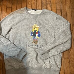 Ralph Lauren Gray Crewneck Sweater with Polo Bear